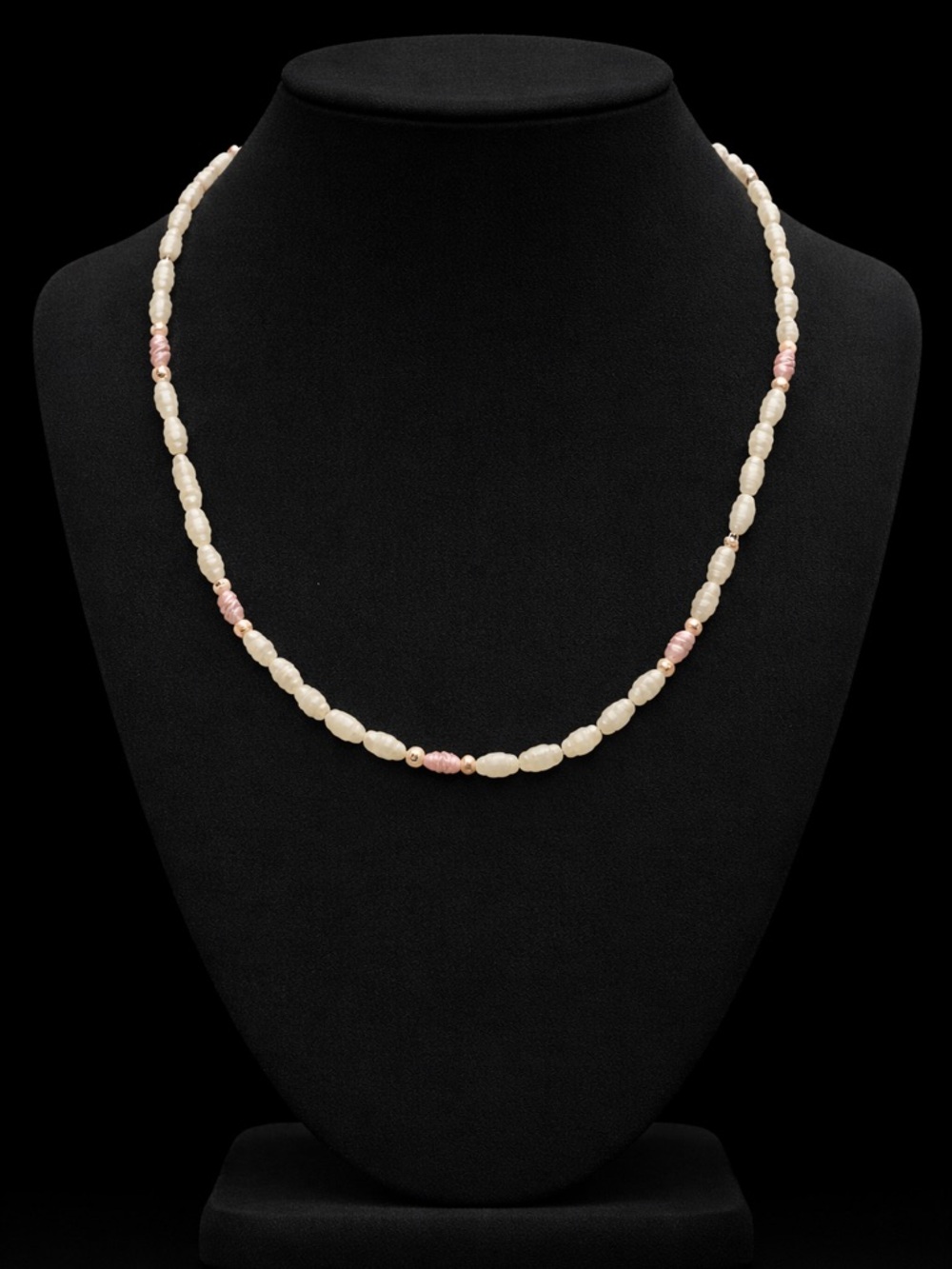 Vintage Delicate Cream and Pink Freshwater Pearl Necklace
